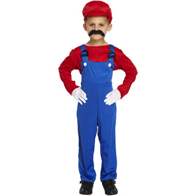 Henbrandt Henbrandt - MARIO Kostuum voor KINDEREN 10-12 Jaar - Bestaande uit: Mario Overall, Rood Shirt, Mario Pet - Loodgieter kostuum - Carnavalskleding - Verkleedkleding - KIND - Maat: 10 / 11 / 12 Jaar