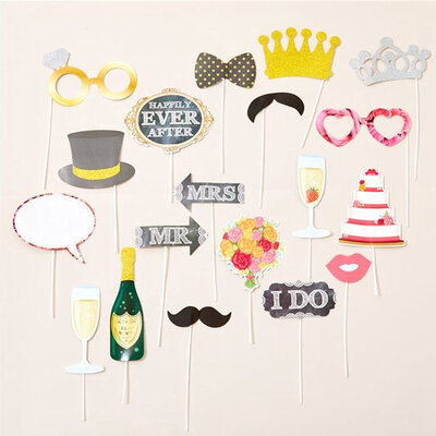 Henbrandt Henbrandt - 20 STUKS Photo Booth Bruiloft Props - Feestdecoratie - Wedding Photo Props - Photobooth props Huwelijk - Fotohokje Rekwisieten - Foto Decoratie feestje