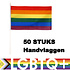 Henbrandt Henbrandt - 50 STUKS Regenboog Gay Pride LGBTQ+ Handvlaggen (29 Cm x 17 Cm) met Houten stok van 40 Cm - Hand Vlag - Vlaggetjes met Handvat - Materiaal: Nylon & Hout