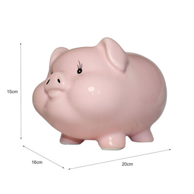 Decopatent Decopatent - Groot Spaarvarken Spaarpot - Keramiek - Afm 20 x 16 x 15 cm - Spaarpot varken voor volwassenen en kleine kinderen - Cadeau - Kleur: Roze