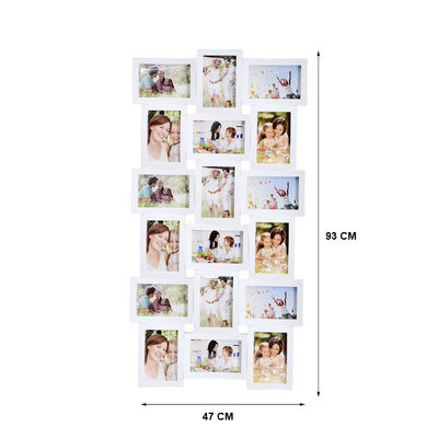 Decopatent Decopatent - XL Fotolijst Collage voor 18 Foto's van (10x15 & 15x10 Cm) - Fotolijsten - Fotolijstje met 18 fotokaders - 47 x 93 Cm - Wit