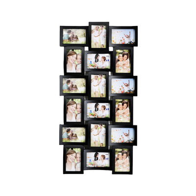 Decopatent Decopatent - XL Fotolijst Collage voor 18 Foto's van (10x15 & 15x10 Cm) - Fotolijsten - Fotolijstje met 18 fotokaders - 47 x 93 Cm - Zwart