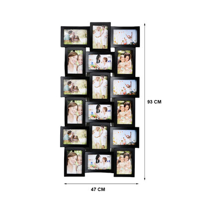 Decopatent Decopatent - XL Fotolijst Collage voor 18 Foto's van (10x15 & 15x10 Cm) - Fotolijsten - Fotolijstje met 18 fotokaders - 47 x 93 Cm - Zwart