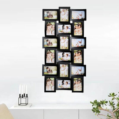 Decopatent Decopatent - XL Fotolijst Collage voor 18 Foto's van (10x15 & 15x10 Cm) - Fotolijsten - Fotolijstje met 18 fotokaders - 47 x 93 Cm - Zwart