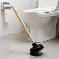 Decopatent - Krachtige WC Ontstopper - Gootsteen Ontstopper - Gootsteenontstopper - Ontstoppingspomp Gootsteen - WC Plopper met houten steel Ø14,5 cm - Zwart