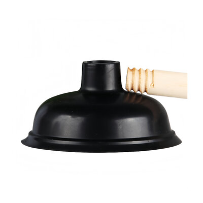Decopatent - Krachtige WC Ontstopper - Gootsteen Ontstopper - Gootsteenontstopper - Ontstoppingspomp Gootsteen - WC Plopper met houten steel Ø14,5 cm - Zwart