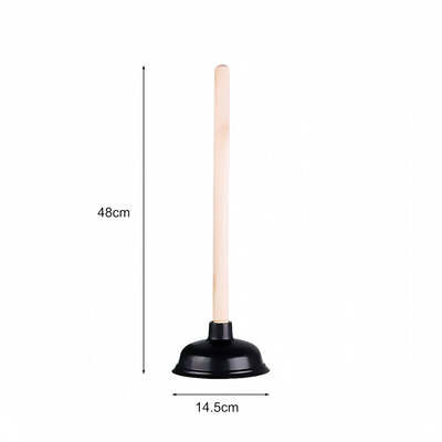 Decopatent - Krachtige WC Ontstopper - Gootsteen Ontstopper - Gootsteenontstopper - Ontstoppingspomp Gootsteen - WC Plopper met houten steel Ø14,5 cm - Zwart