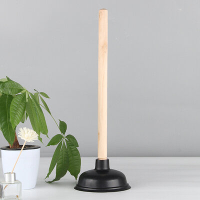 Decopatent - Krachtige WC Ontstopper - Gootsteen Ontstopper - Gootsteenontstopper - Ontstoppingspomp Gootsteen - WC Plopper met houten steel Ø14,5 cm - Zwart