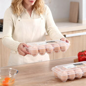 Decopatent Eierdoos kunststof voor 15 Eieren - Voor in Koelkast - Eieropbergbox met Deksel voor Vijftien Eieren - Koelkast Eierhouder Organizer - Eierhouder kunsstof - Bewaardoos - Afm: 26.5 x 17.5 x 8 Cm.