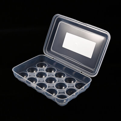 Decopatent Eierdoos kunststof voor 15 Eieren - Voor in Koelkast - Eieropbergbox met Deksel voor Vijftien Eieren - Koelkast Eierhouder Organizer - Eierhouder kunsstof - Bewaardoos - Afm: 26.5 x 17.5 x 8 Cm.