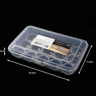 Decopatent Eierdoos kunststof voor 15 Eieren - Voor in Koelkast - Eieropbergbox met Deksel voor Vijftien Eieren - Koelkast Eierhouder Organizer - Eierhouder kunsstof - Bewaardoos - Afm: 26.5 x 17.5 x 8 Cm.