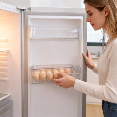 Decopatent Eierdoos kunststof voor 12 Eieren - Voor in Koelkast - Eieropbergbox met Deksel voor Twaalf Eieren - Koelkast Eierhouder Organizer - Eierhouder kunsstof - Bewaardoos - Afm: 33 x 12 x 8 Cm.