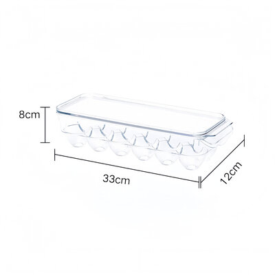 Decopatent Eierdoos kunststof voor 12 Eieren - Voor in Koelkast - Eieropbergbox met Deksel voor Twaalf Eieren - Koelkast Eierhouder Organizer - Eierhouder kunsstof - Bewaardoos - Afm: 33 x 12 x 8 Cm.