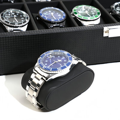 Decopatent - Luxe PU Horloge Doos - Horlogebox - Geschikt voor Heren en Dames - Horloge Opbergdoos - 12 Vakken - Zwart met Zwarte Inleg