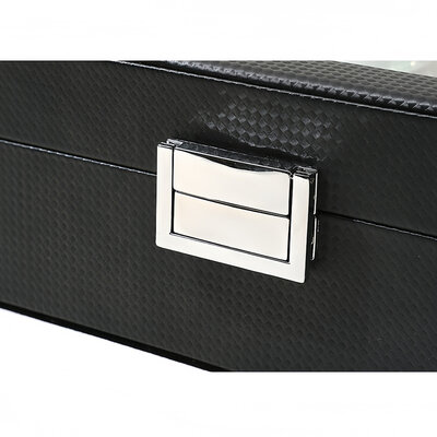 Decopatent - Luxe PU Horloge Doos - Horlogebox - Geschikt voor Heren en Dames - Horloge Opbergdoos - 12 Vakken - Zwart met Zwarte Inleg