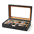 Decopatent - Luxe PU Horloge Doos - Horlogebox - Geschikt voor Heren en Dames - Horloge Opbergdoos - 12 Vakken - Zwart met Licht Bruine Inleg