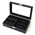 Decopatent - Luxe PU Horloge Doos en Zonnebrillen Doos in 1 - Horlogebox - Zonnebrillen box - Geschikt voor Heren en Dames - Horloge / Zonnebrillen Opbergdoos - 6 Horloge Vakken & 3 Zonnenbrillen Vakken  - Zwart met Zwarte Inleg
