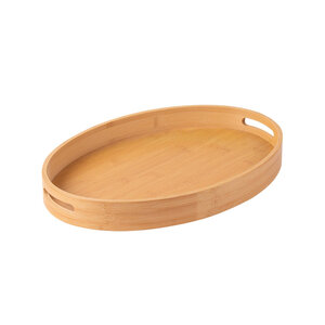 Decopatent - Dienblad Bamboe Hout Ovaal - Koffie / Thee dienblad met handvaten - Fruitschaal - Keuken serveer tray dienblad met opstaande rand  - Afm. 45 x 31 x 5 Cm.