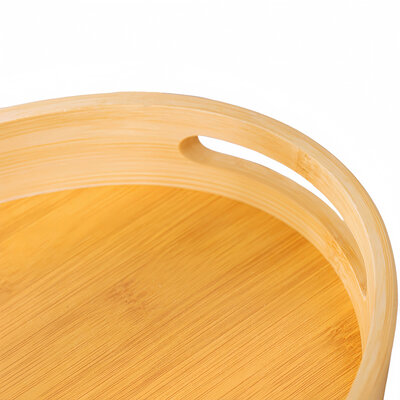 Decopatent - Dienblad Bamboe Hout Ovaal - Koffie / Thee dienblad met handvaten - Fruitschaal - Keuken serveer tray dienblad met opstaande rand  - Afm. 45 x 31 x 5 Cm.