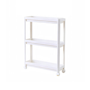 Decopatent - Smal Keukenrek opbergrek 3 laags op Wieltjes met Vakken - Smalle kast - Keukentrolley met wielen - Badkamer - Nisrek - Afm: 44 x 17 x 70 Cm