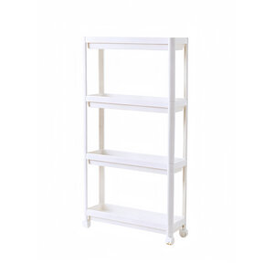 Decopatent - Smal Keukenrek opbergrek 4 laags op Wieltjes met Vakken - Smalle kast - Keukentrolley met wielen - Badkamer - Nisrek - Afm: 44 x 17 x 100 Cm