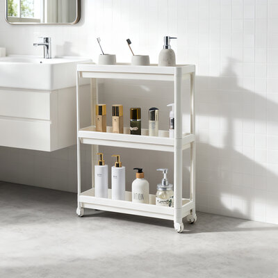 Decopatent - Smal Keukenrek opbergrek 3 laags op Wieltjes met Vakken - Smalle kast - Keukentrolley met wielen - Badkamer - Nisrek - Afm: 53 x 17 x 70 Cm