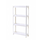 Decopatent - Smal Keukenrek opbergrek 4 laags op Wieltjes met Vakken - Smalle kast - Keukentrolley met wielen - Badkamer - Nisrek - Afm: 53 x 17 x 100 Cm