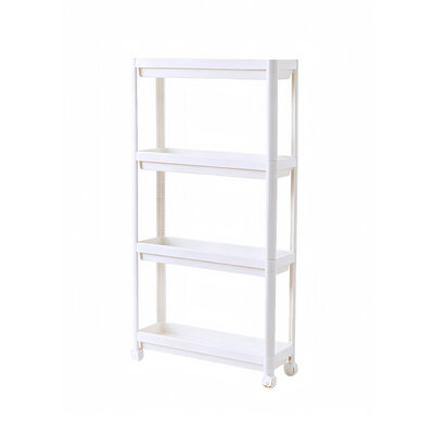 Decopatent - Smal Keukenrek opbergrek 4 laags op Wieltjes met Vakken - Smalle kast - Keukentrolley met wielen - Badkamer - Nisrek - Afm: 53 x 17 x 100 Cm