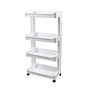 Decopatent - Smal Keukenrek opbergrek 4 laags op Wieltjes met Vakken - Smalle kast - Keukentrolley met wielen - Badkamer - Nisrek - Afm: 45.5 x 26 x 77 Cm