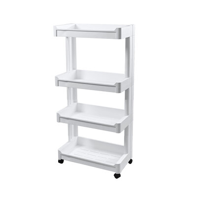 Decopatent - Smal Keukenrek opbergrek 4 laags op Wieltjes met Vakken - Smalle kast - Keukentrolley met wielen - Badkamer - Nisrek - Afm: 45.5 x 26 x 77 Cm