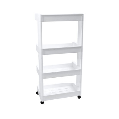 Decopatent - Smal Keukenrek opbergrek 4 laags op Wieltjes met Vakken - Smalle kast - Keukentrolley met wielen - Badkamer - Nisrek - Afm: 45.5 x 26 x 77 Cm