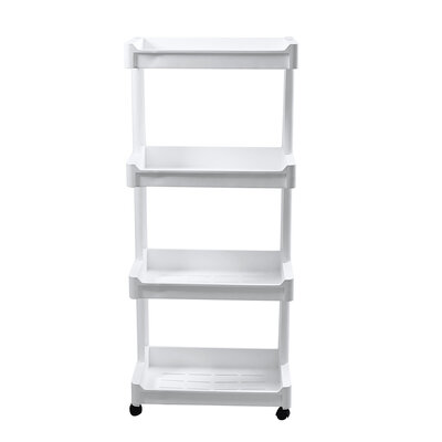 Decopatent - Smal Keukenrek opbergrek 4 laags op Wieltjes met Vakken - Smalle kast - Keukentrolley met wielen - Badkamer - Nisrek - Afm: 45.5 x 26 x 105.5 Cm