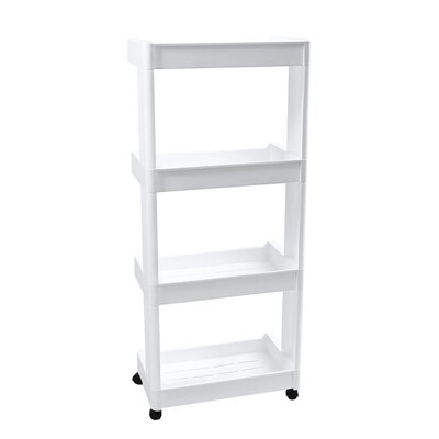 Decopatent - Smal Keukenrek opbergrek 4 laags op Wieltjes met Vakken - Smalle kast - Keukentrolley met wielen - Badkamer - Nisrek - Afm: 45.5 x 26 x 105.5 Cm