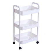 Decopatent - Smal Keukenrek opbergrek 3 laags op Wieltjes met Vakken - Smalle kast - Keukentrolley met wielen - Badkamer - Nisrek - Afm: 42 x  27.5 x 78 Cm