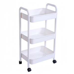 Decopatent - Smal Keukenrek opbergrek 3 laags op Wieltjes met Vakken - Smalle kast - Keukentrolley met wielen - Badkamer - Nisrek - Afm: 42 x  27.5 x 78 Cm