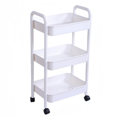 Decopatent - Smal Keukenrek opbergrek 3 laags op Wieltjes met Vakken - Smalle kast - Keukentrolley met wielen - Badkamer - Nisrek - Afm: 42 x  27.5 x 78 Cm