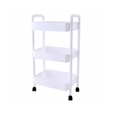 Decopatent - Smal Keukenrek opbergrek 3 laags op Wieltjes met Vakken - Smalle kast - Keukentrolley met wielen - Badkamer - Nisrek - Afm: 42 x  27.5 x 78 Cm