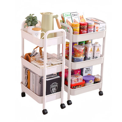 Decopatent - Smal Keukenrek opbergrek 3 laags op Wieltjes met Vakken - Smalle kast - Keukentrolley met wielen - Badkamer - Nisrek - Afm: 42 x  27.5 x 78 Cm