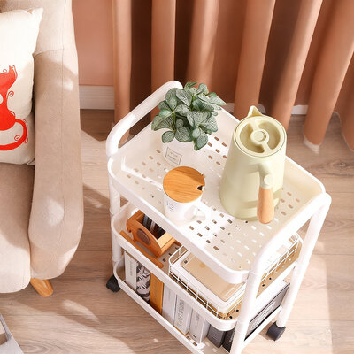 Decopatent - Smal Keukenrek opbergrek 3 laags op Wieltjes met Vakken - Smalle kast - Keukentrolley met wielen - Badkamer - Nisrek - Afm: 42 x  27.5 x 78 Cm