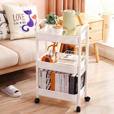 Decopatent - Smal Keukenrek opbergrek 3 laags op Wieltjes met Vakken - Smalle kast - Keukentrolley met wielen - Badkamer - Nisrek - Afm: 42 x  27.5 x 78 Cm