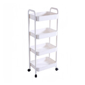 Decopatent - Smal Keukenrek opbergrek 4 laags op Wieltjes met Vakken - Smalle kast - Keukentrolley met wielen - Badkamer - Nisrek - Afm: 42 x  27.5 x 103 Cm