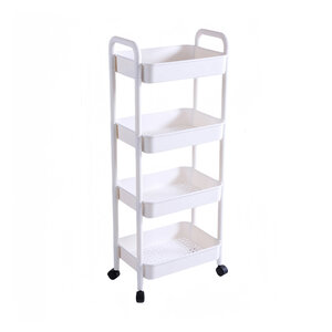 Decopatent - Smal Keukenrek opbergrek 4 laags op Wieltjes met Vakken - Smalle kast - Keukentrolley met wielen - Badkamer - Nisrek - Afm: 42 x  27.5 x 103 Cm