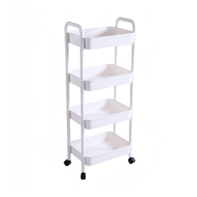 Decopatent - Smal Keukenrek opbergrek 4 laags op Wieltjes met Vakken - Smalle kast - Keukentrolley met wielen - Badkamer - Nisrek - Afm: 42 x  27.5 x 103 Cm