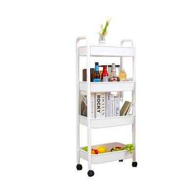 Decopatent - Smal Keukenrek opbergrek 4 laags op Wieltjes met Vakken - Smalle kast - Keukentrolley met wielen - Badkamer - Nisrek - Afm: 42 x  27.5 x 103 Cm