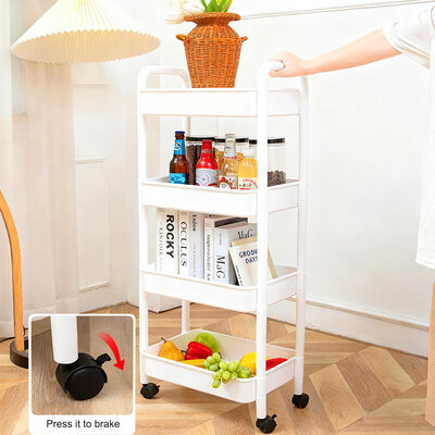 Decopatent - Smal Keukenrek opbergrek 4 laags op Wieltjes met Vakken - Smalle kast - Keukentrolley met wielen - Badkamer - Nisrek - Afm: 42 x  27.5 x 103 Cm