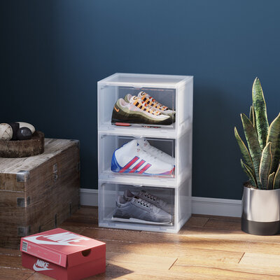 Decopatent - Schoenen Opbergsysteem Schoenenbox - Schoenendoos Transparant - Sneakerbox - Shoebox - Schoenen opbergen - Stapelbaar - Display doos voor Sneakers & Pumps - Organizer - Collector Storagebox Display - Kleur: TRANSPARANT - 1 Stuk