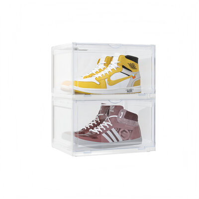 Decopatent - Schoenen Opbergsysteem Schoenenbox - Schoenendoos Transparant - Sneakerbox - Shoebox - Schoenen opbergen - Stapelbaar - Display doos voor Sneakers & Pumps - Organizer - Collector Storagebox Display - Kleur: TRANSPARANT - 1 Stuk