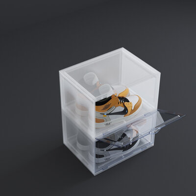 Decopatent - Schoenen Opbergsysteem Schoenenbox - Schoenendoos Transparant - Sneakerbox - Shoebox - Schoenen opbergen - Stapelbaar - Display doos voor Sneakers & Pumps - Organizer - Collector Storagebox Display - Kleur: TRANSPARANT - 1 Stuk