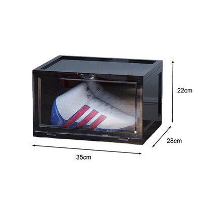 Decopatent - Schoenen Opbergsysteem Schoenenbox - Schoenendoos Black - Sneakerbox - Shoebox - Schoenen opbergen -  Stapelbaar - Display doos voor Sneakers & Pumps - Organizer - Collector Storagebox Display - Kleur: ZWART - 1 Stuk