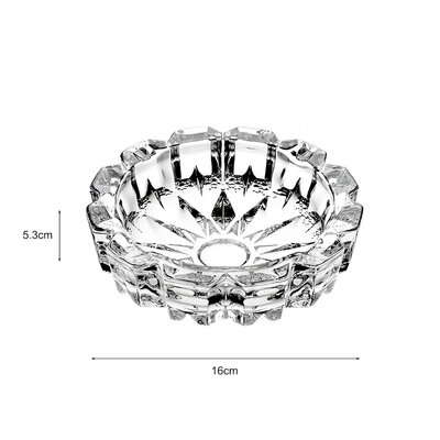 Decopatent - Luxe Glazen Asbak Rond 16 Cm - Transparant Design - Stevig Glas - Asbak voor Binnen en Buiten gebruik - Stijlvolle Ronde Asbak - Afm: 16 x 16 x 5.3 Cm.
